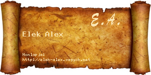 Elek Alex névjegykártya